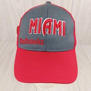 HTT Miami Redhawks Hat Unisex OSFA Red Grey Embroidered Mesh Baseball Cap